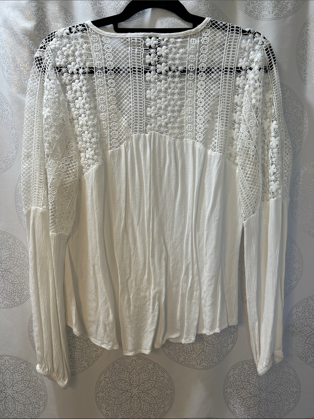 The Buckle Daytrip White Lace Detail Button Front Tie Boho Top Women Large L - Picture 7 of 9